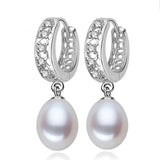 Natural Freshwater Pearl 925 Silver Hoop Earrings