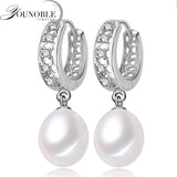 Natural Freshwater Pearl 925 Silver Hoop Earrings