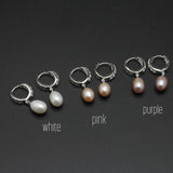 Natural Freshwater Pearl 925 Silver Hoop Earrings