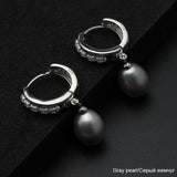 Natural Freshwater Pearl 925 Silver Hoop Earrings