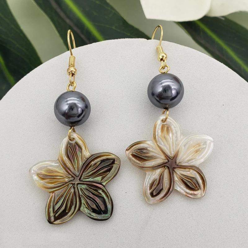 Natural Shell Earing Carved Turtle Dangle Earrings Plated Pearl Gift Woman