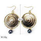 Natural Shell Earing Carved Turtle Dangle Earrings Plated Pearl Gift Woman