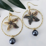 Natural Shell Earing Carved Turtle Dangle Earrings Plated Pearl Gift Woman