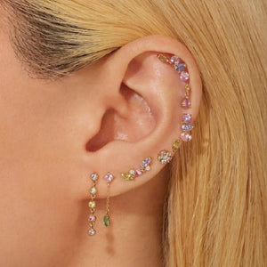 925 Silver Pastel CZ Mini Piercing Earring
