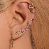 925 Silver Pastel CZ Mini Piercing Earring