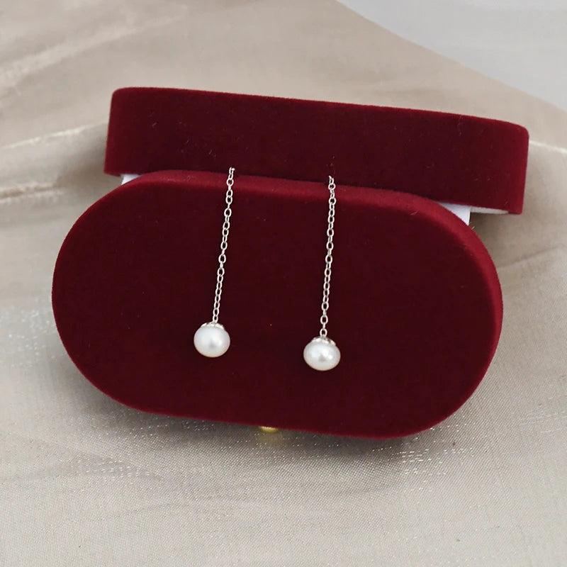 Freshwater Pearl Long Earrings 925 Silver Jewelry for Women