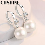 925 Silver 12mm Natural Pearl Earrings For Women Banquet Party