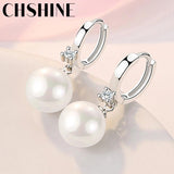 925 Silver 12mm Natural Pearl Earrings For Women Banquet Party