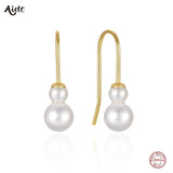 925 Silver Two Pearl Ear 18K Hook Earrings