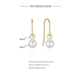 925 Silver Two Pearl Ear 18K Hook Earrings