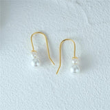 925 Silver Two Pearl Ear 18K Hook Earrings