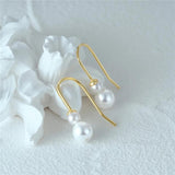 925 Silver Two Pearl Ear 18K Hook Earrings