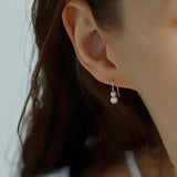 925 Silver Two Pearl Ear 18K Hook Earrings