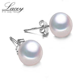 Natural Freshwater Pearl Earrings, 925 Silver Studs for Women