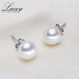 Natural Freshwater Pearl Earrings, 925 Silver Studs for Women