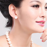 Natural Freshwater Pearl Earrings, 925 Silver Studs for Women