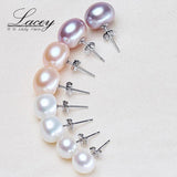 Natural Freshwater Pearl Earrings, 925 Silver Studs for Women