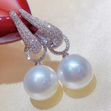 Pearl Cz Dangle Earring 925 Silver Drop Earrings for Party Wedding