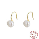 925 Silver Pearl Drop Earrings Women's Glamour Wedding Jewelry