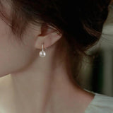 925 Silver Pearl Drop Earrings Women's Glamour Wedding Jewelry