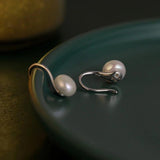 925 Silver Pearl Drop Earrings Women's Glamour Wedding Jewelry