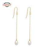 Pearl Tassle 925 Sterling Silver Earrings Drop Hook Fine Jewelry Mom Gift