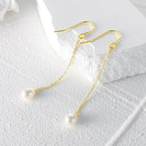 Pearl Tassle 925 Sterling Silver Earrings Drop Hook Fine Jewelry Mom Gift