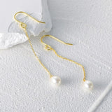 Pearl Tassle 925 Sterling Silver Earrings Drop Hook Fine Jewelry Mom Gift
