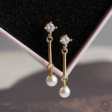 925 Silver Tassel Pearl Drop Earrings, Bohemian Party Jewelry Gift
