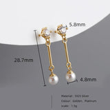 925 Silver Tassel Pearl Drop Earrings, Bohemian Party Jewelry Gift