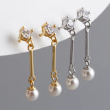 925 Silver Tassel Pearl Drop Earrings, Bohemian Party Jewelry Gift