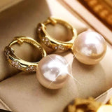 Romantic Pearl Charm Earrings 14k Plated Gift