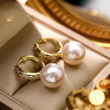 Romantic Pearl Charm Earrings 14k Plated Gift