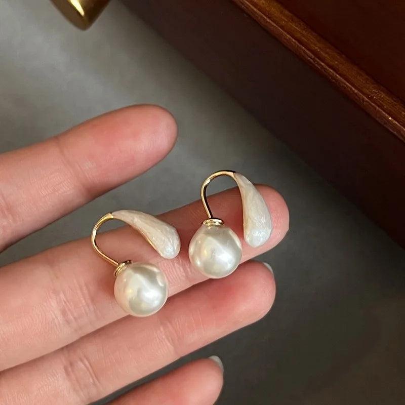 Pearl Water Drop Stud Earrings Fine Jewelry Minimalist Accessories