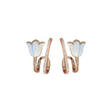 925 Silver Needle Zircon Tulip Pearl Earrings Light Temperament