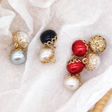 12MM Red Faux Pearl Sewing Buttons Metal Flower Shank Women Coat Shirt