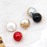 12MM Red Faux Pearl Sewing Buttons Metal Flower Shank Women Coat Shirt