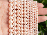 Pink Shell Pearl Beads Round Shape Size Options 4/6/8/10mm