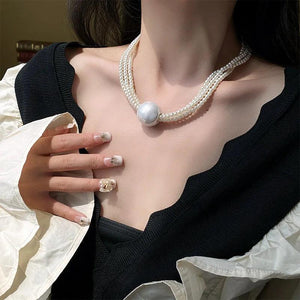 Elegant Pearl Triple-Strand Necklace