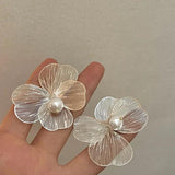 Metal Flower Pearl Earrings European Style Stud Earrings