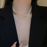 Freshwater Pearl Necklace Double-layer Party Jewelry