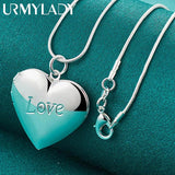 925 Sterling Silver Heart Photo Frame Pendant Necklace