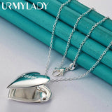 925 Sterling Silver Heart Photo Frame Pendant Necklace