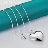 925 Sterling Silver Heart Photo Frame Pendant Necklace