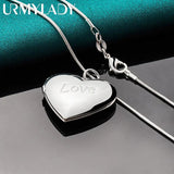 925 Sterling Silver Heart Photo Frame Pendant Necklace