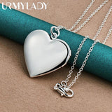 925 Sterling Silver Heart Photo Frame Pendant Necklace