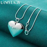 925 Sterling Silver Heart Photo Frame Pendant Necklace