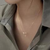 925 Silver Bow-knot Zircon Pendant Clavicle Necklace Women Jewelry