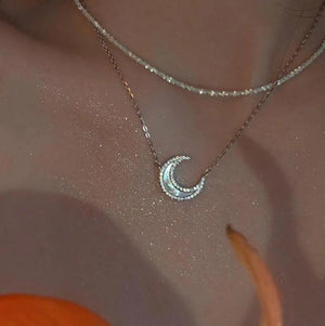 925 Silver Moon Necklace Shell Zircon Party Jewelry