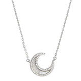 925 Silver Moon Necklace Shell Zircon Party Jewelry